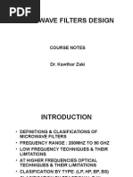 Microwave Filters Design: Course Notes