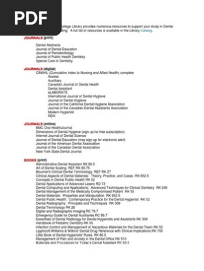Resource Guides Dental Hygiene Dental Assisting Dental - 