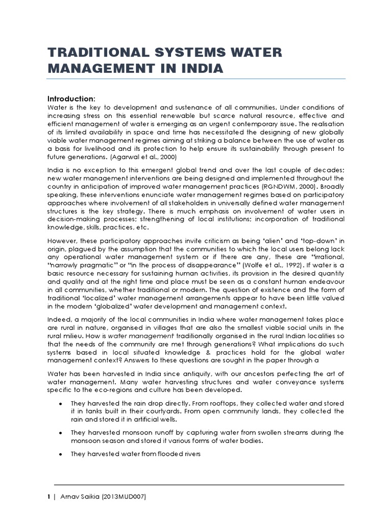 Traditional Systems of Water Management in India_(Arnav2013MUD007