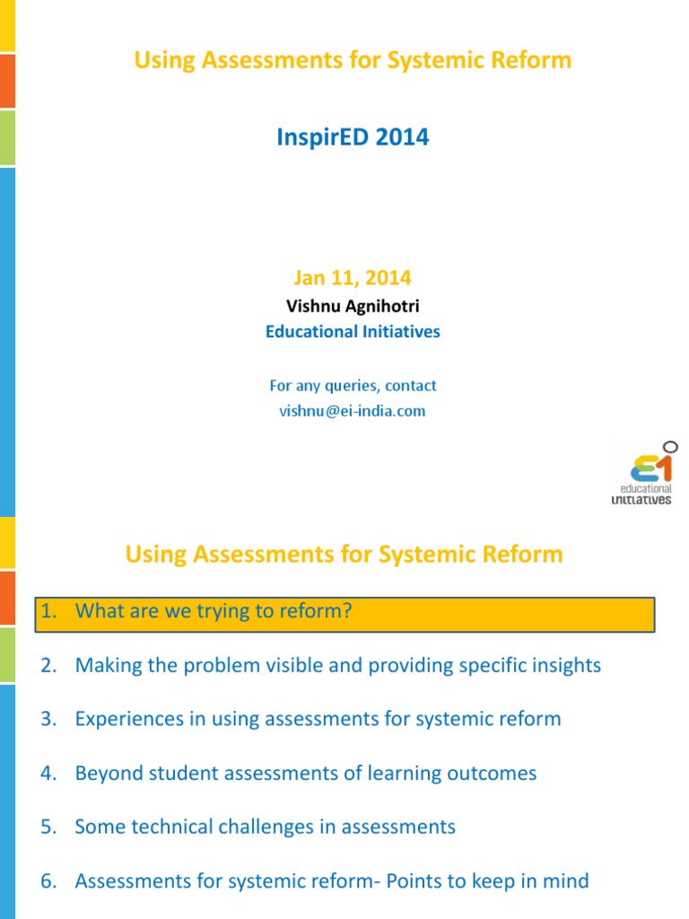 InspirED 2014 - Using Assessments For Systemic Reform - Ver 1.1 | PDF ...
