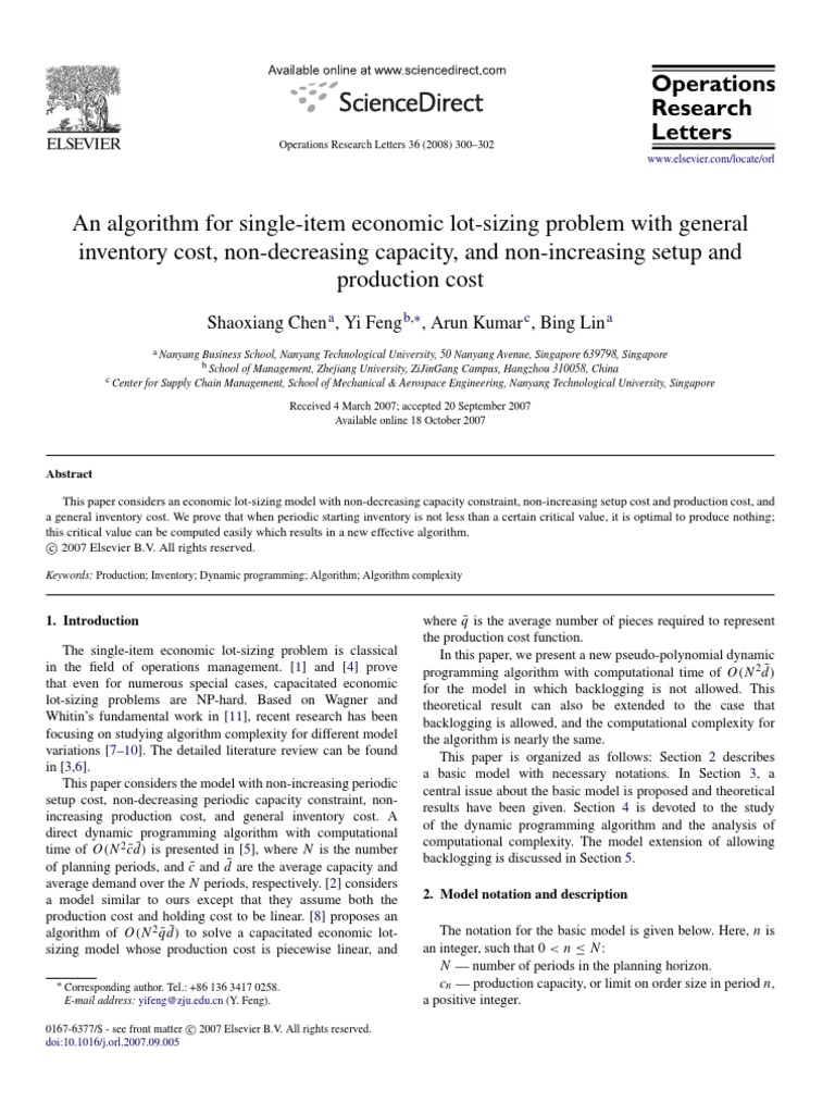 An Algorithm For Single-Item Economic Lot-Sizing Problem With General ...