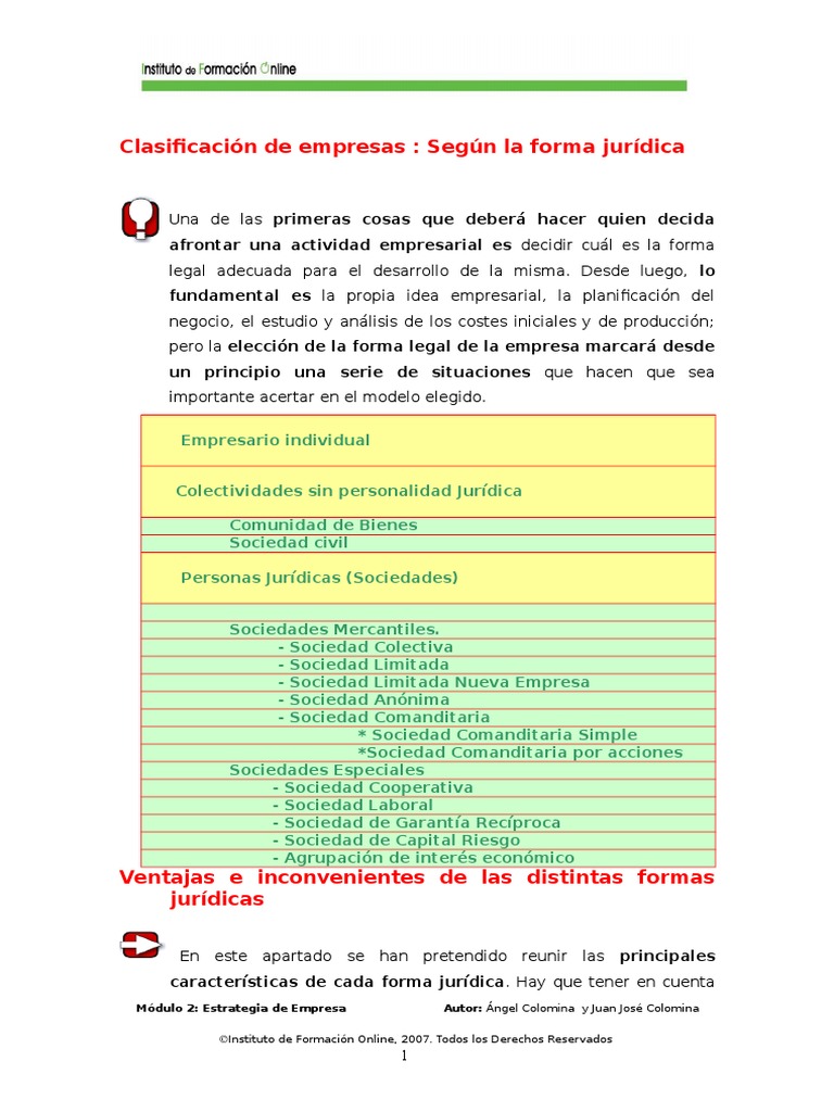 Diferentes Formas Juridicas