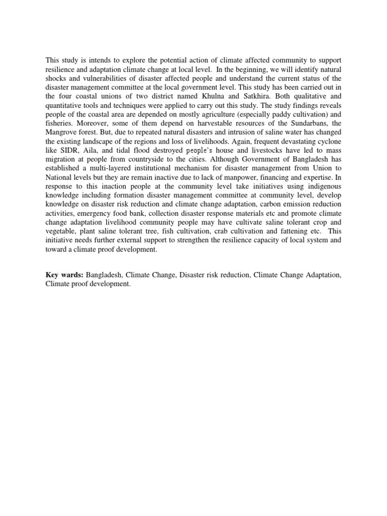 Coastal Climate Resilience in Bangladesh | PDF