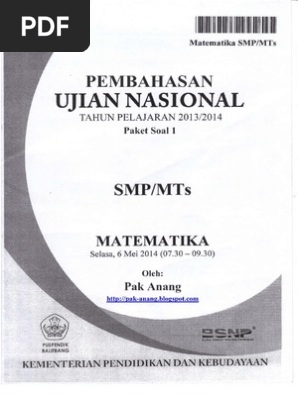 Pembahasan Soal Un Matematika Smp 2014 Paket 1