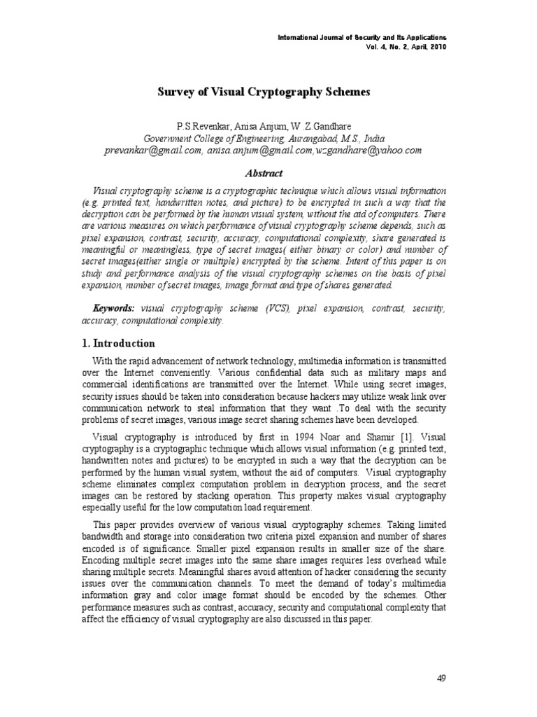 Visual Cryptography | PDF | Cryptography | Information Security