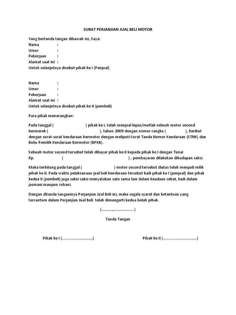 Download 68+ Contoh Surat Jual Beli Motor Terbaru Gratis