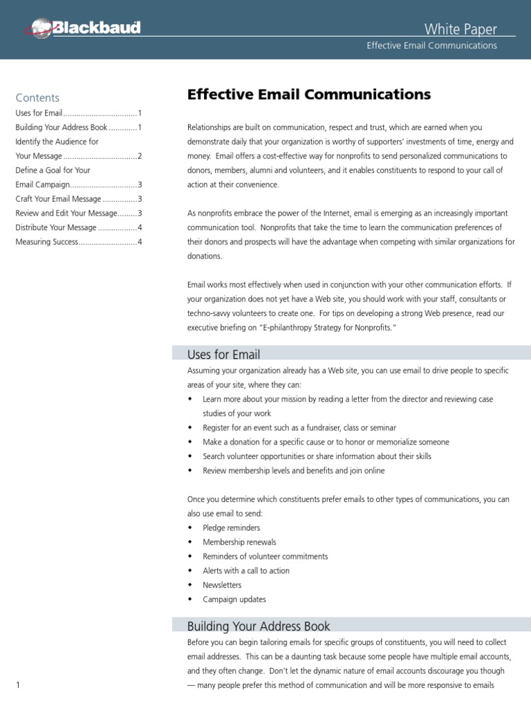 Effective Email Communications: White Paper | PDF