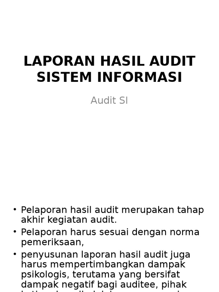 Laporan Hasil Audit Sistem Informasi
