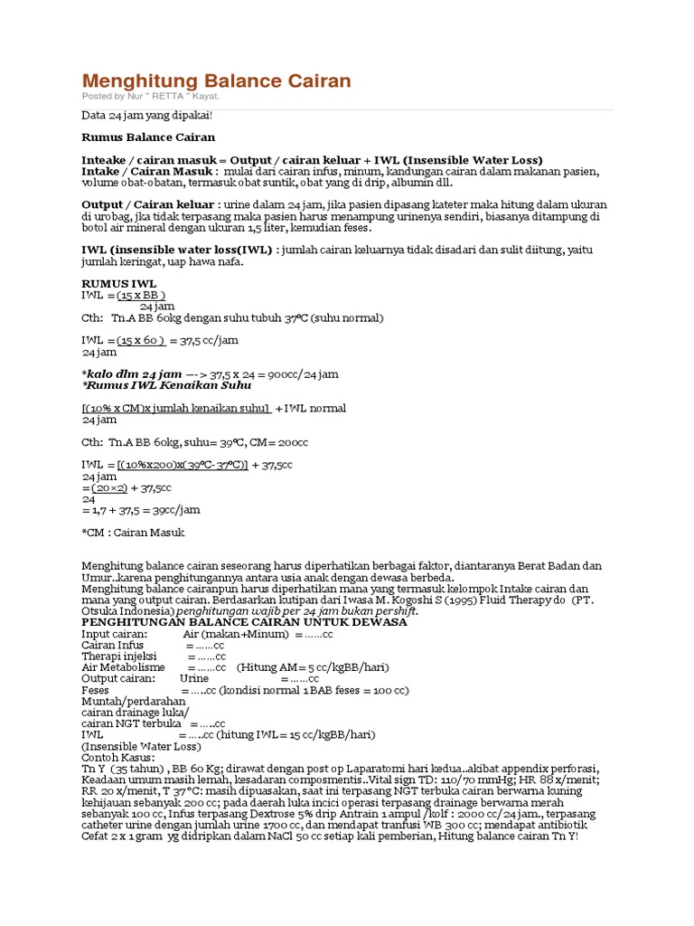 Menghitung Balance Cairan