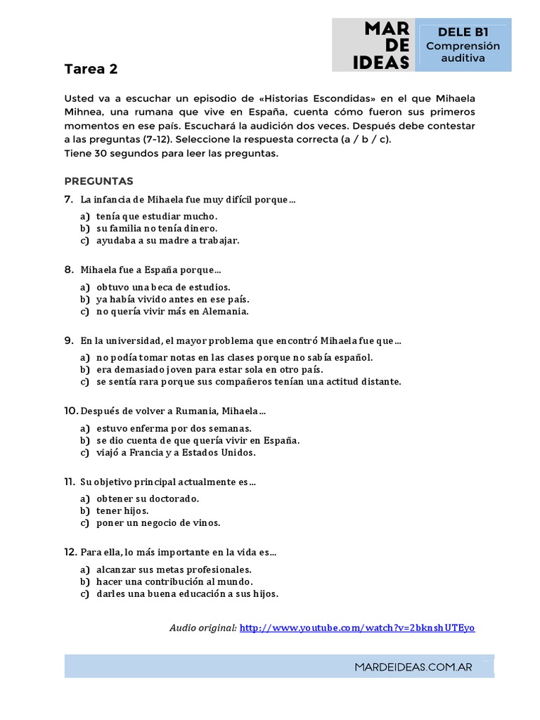 Dele B1 Comprension De Lectura