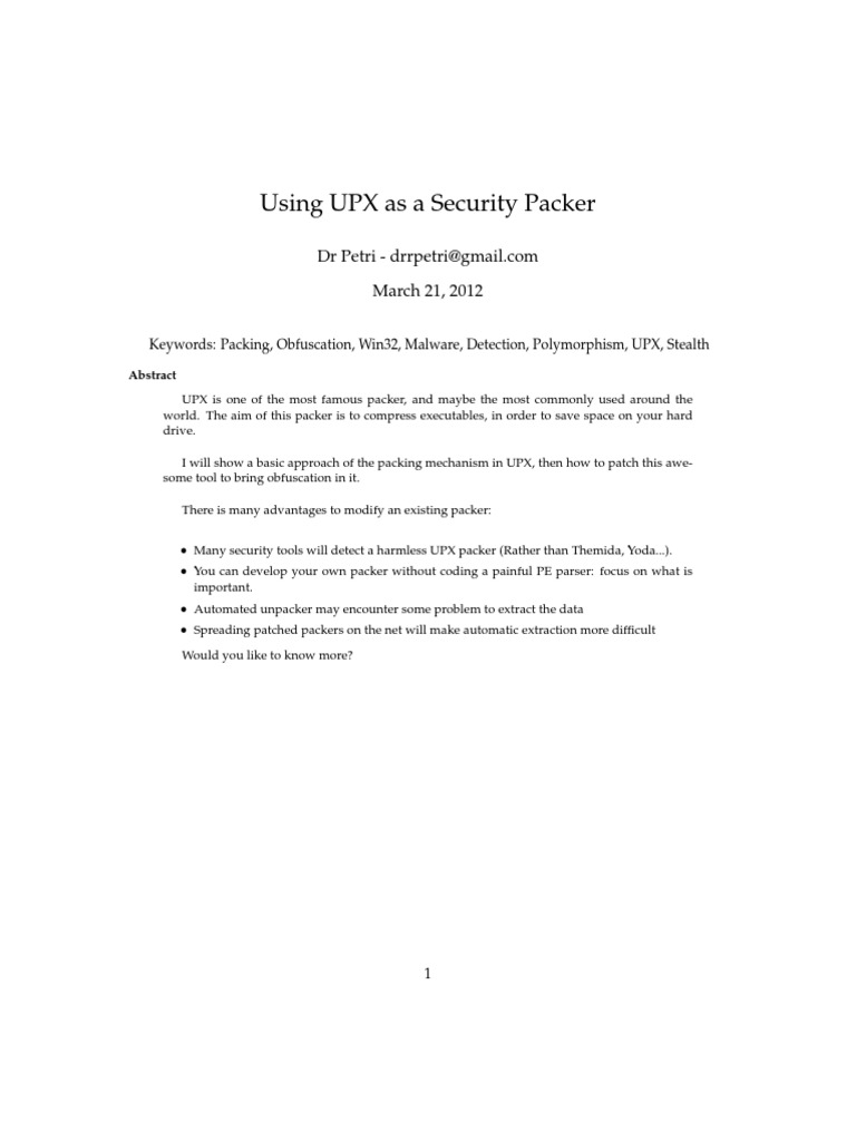 UPX: A Guide to Security Packing | PDF