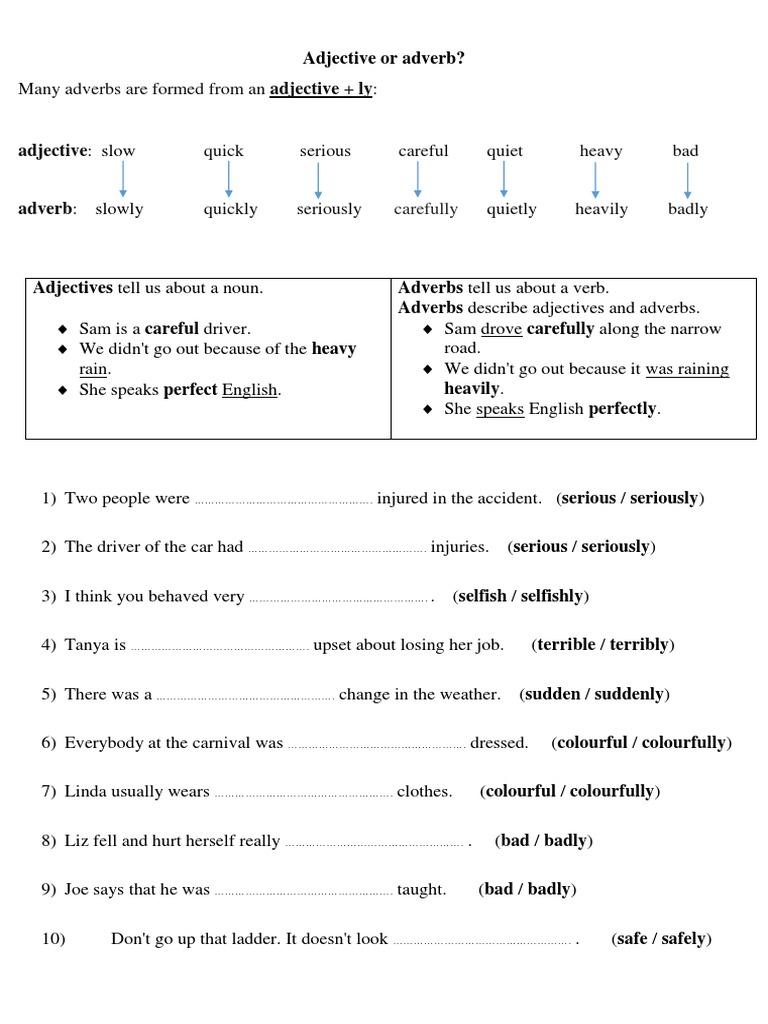 Adjective or Adverb PDF