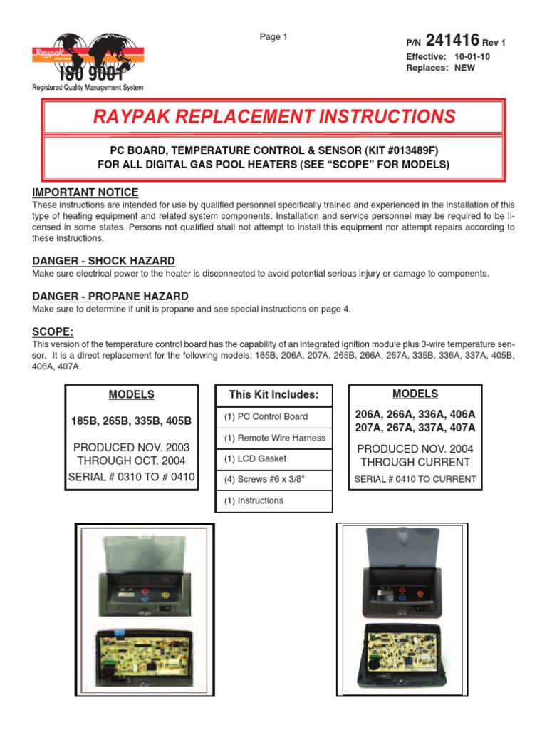 Raypak RP2100 Digital Gas Spa and Pool Heater PDF Electrical Wiring