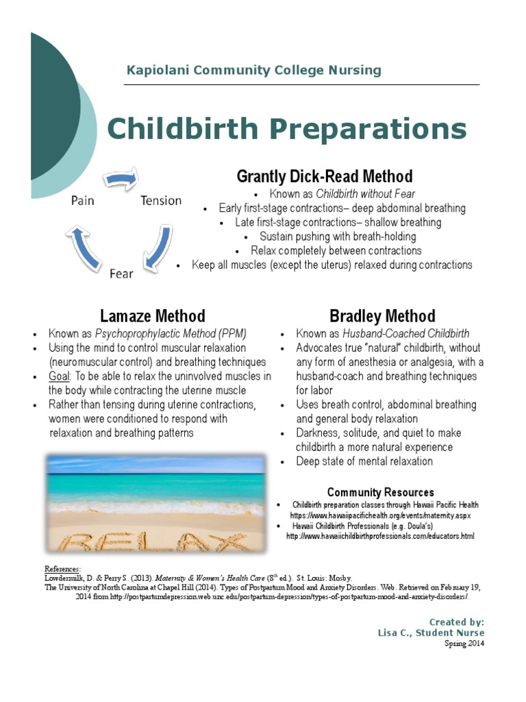 Childbirth Preparation Methods Overview | PDF | Relaxation (Psychology ...