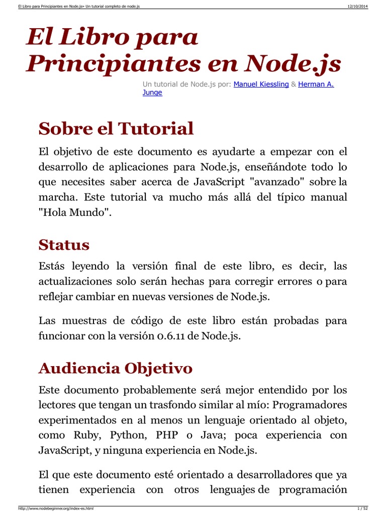 El Libro para Principiantes en NodeJs | PDF | Servidor web | Internet y web