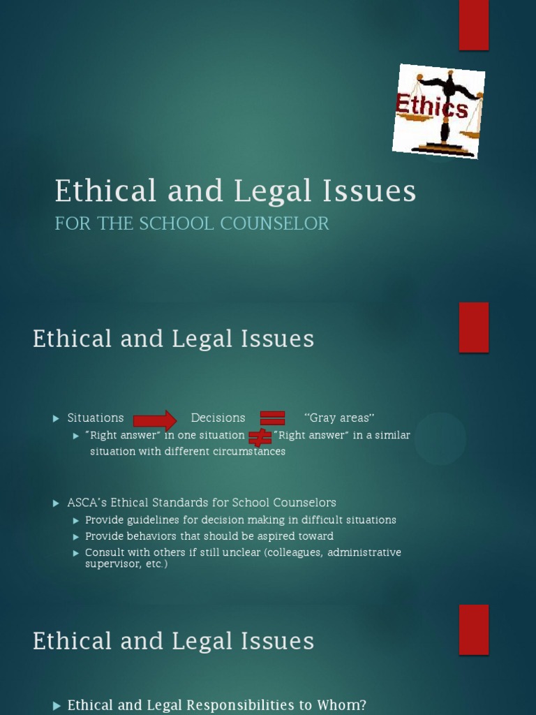 Ethical and Legal Issues Presentation PDF School Counselor