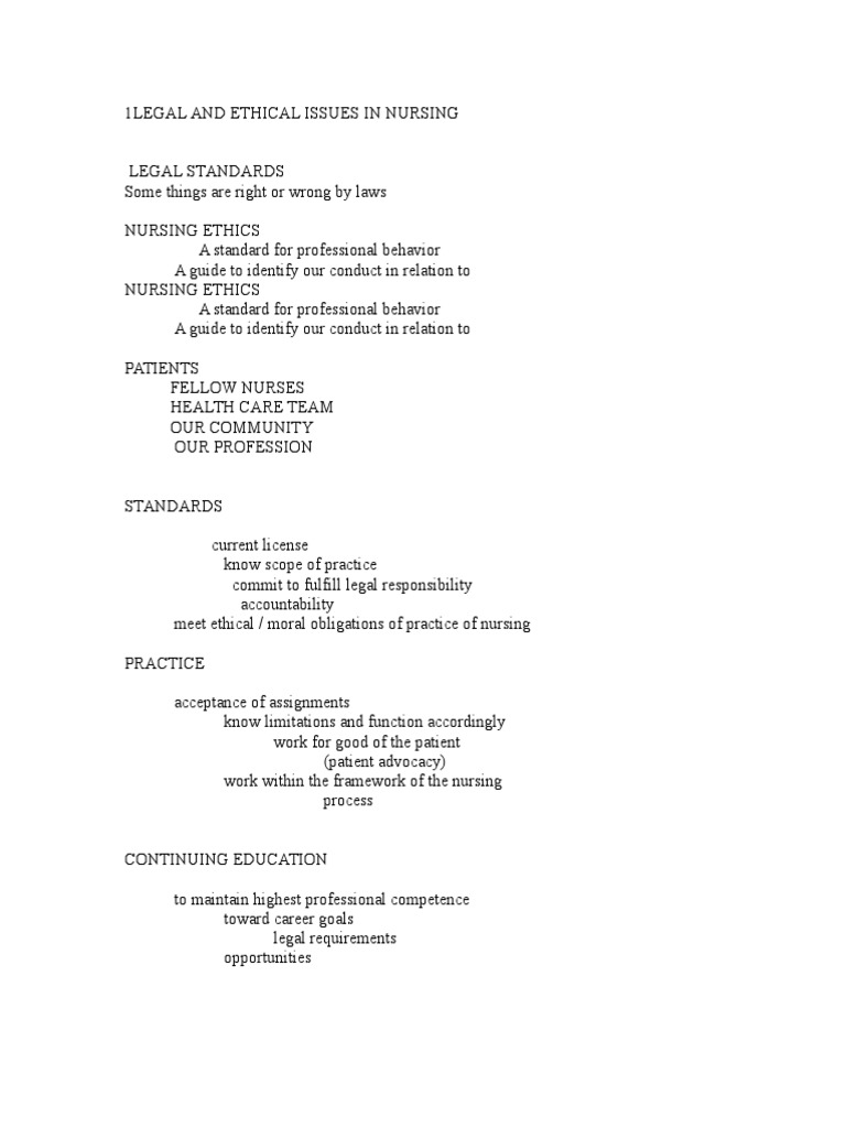 Legal and Ethical Issues in Nursing | PDF | Tort | Standard Of Care