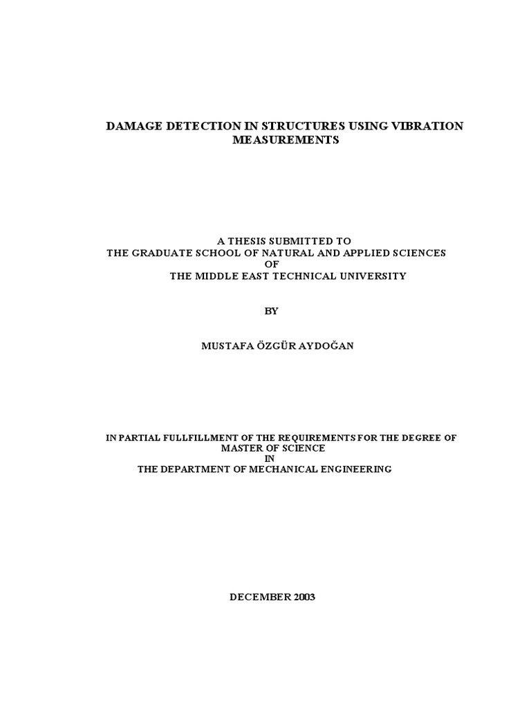 Damage Detection in Structures Using Vibration Measurements - Thesis ...