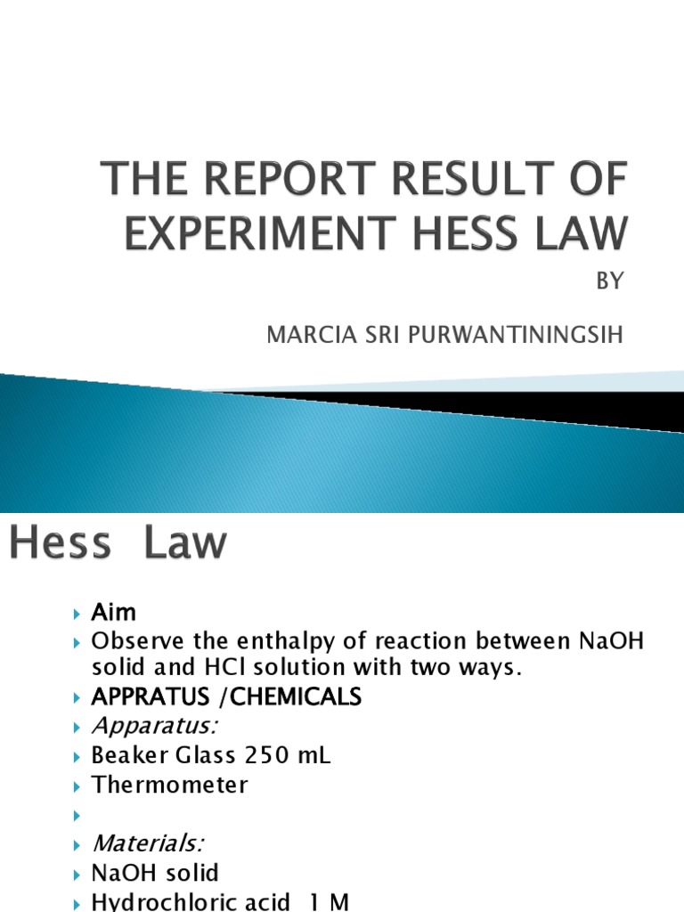 Hess Law Experiment Results | PDF | Enthalpy | Physical Sciences