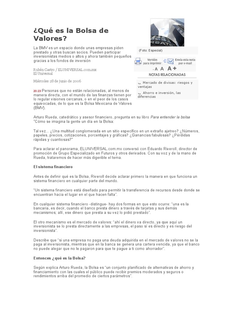 Qué Es La Bolsa de Valores | Bolsa | Sistema financiero Qué Es La Bolsa de Valores | Bolsa | Sistema financiero