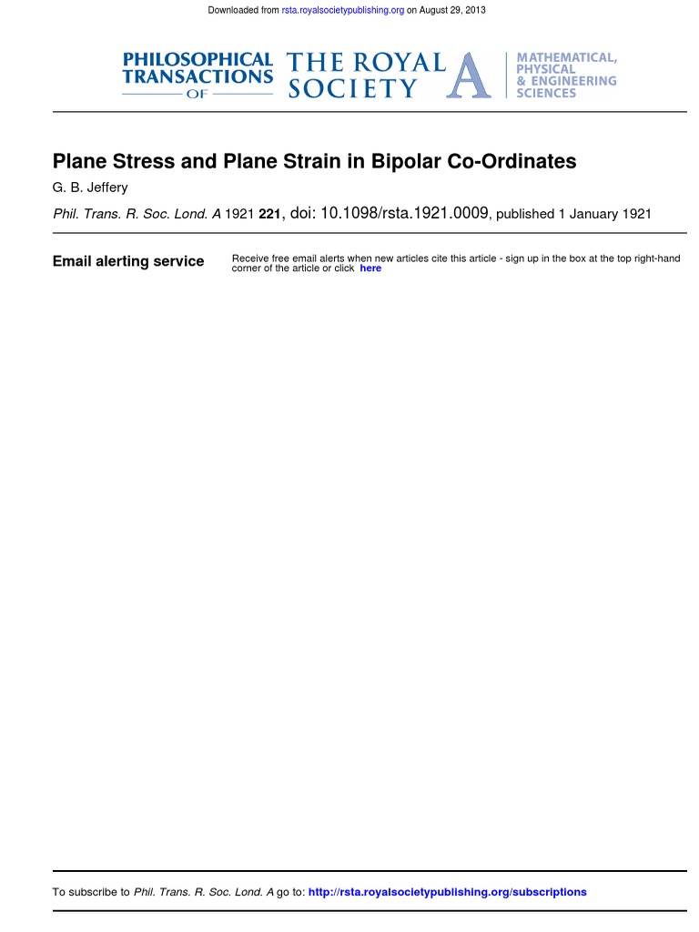 Plane Stress and Plane Strain in Bipolar Co-Ordinates | PDF | Academic ...