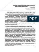 Basta Procesos de Institucionalizacion y Profesionalizacion Del Trabajo Social