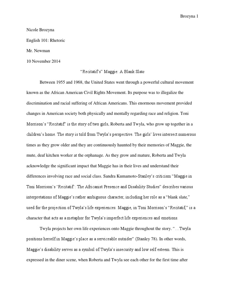 Research paper on recitatif picture