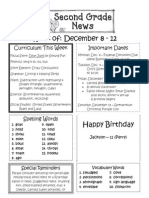 Week Of: December 8 - 12: Curriculum This Week Important Dates