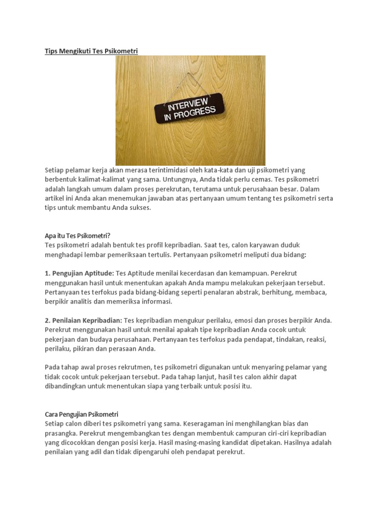 Tips Mengikuti Tes Psikometri