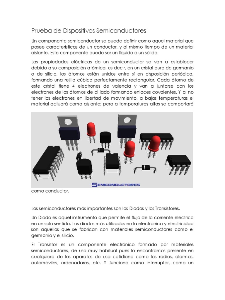 maleta Hostil Productos lácteos Prueba de Dispositivos Semiconductores | PDF | Semiconductores | Diodo