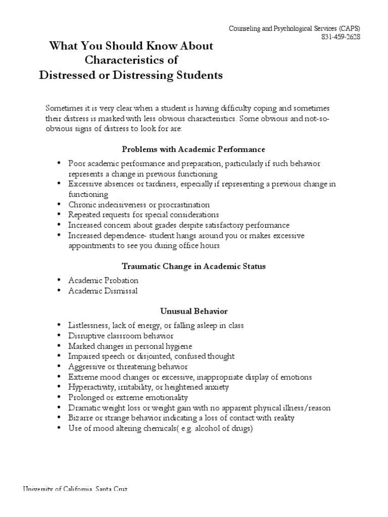 Signs of Distress in College Students | PDF | Wellness | Lifestyle