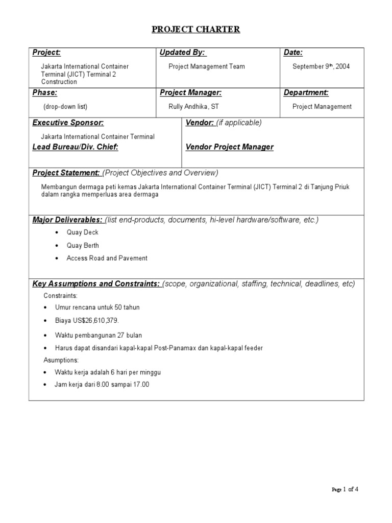 JICT Terminal 2 Project Charter | PDF | Computers | Technology ...