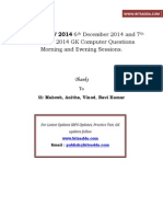 IBPS Clerk IV 2014 6th December 2014 and 7th December 2014 GA Computer Questions Morning and Evening Sessions Bitsadda