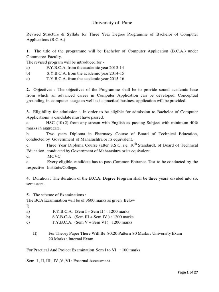 BCA Program Structure and Syllabus | PDF | Probability Theory ...