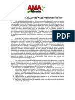 Resumen Reclamaciones a Los Presupuestos 2009