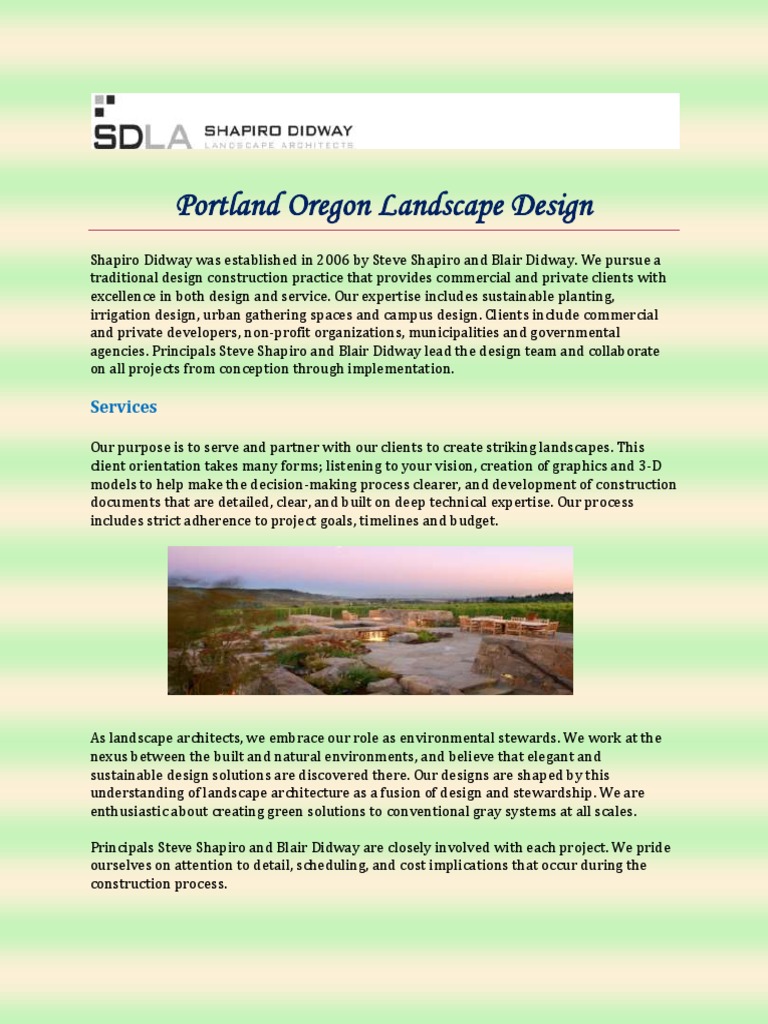Portland Oregon Landscape Design | PDF | Gardens | Architect