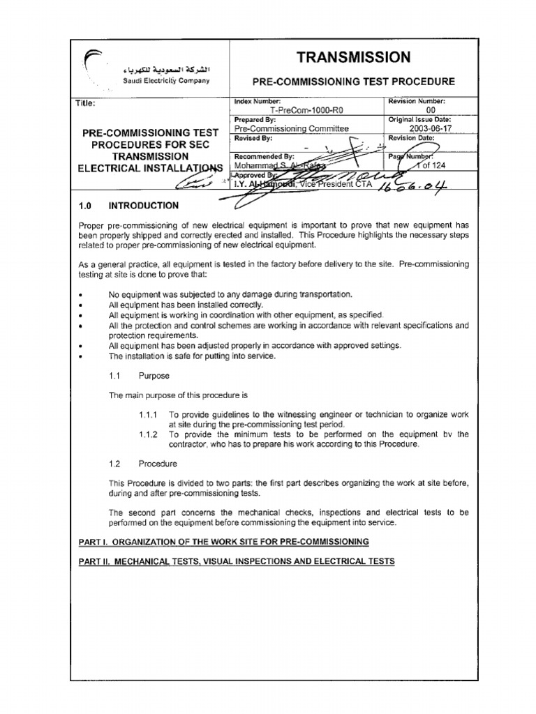 Testing & Commissioning Manual SEC Relay Transformer