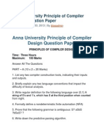 Anna University Principle of Compiler Design past paper