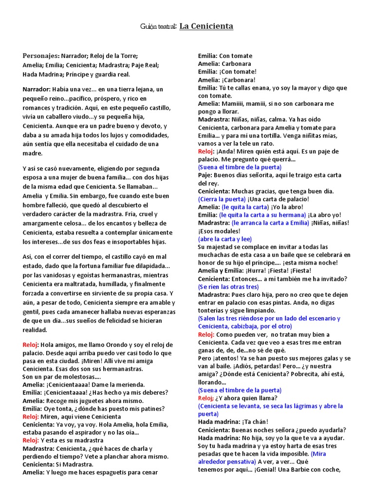 Cenicienta (Guión Teatral) | PDF | Ocio
