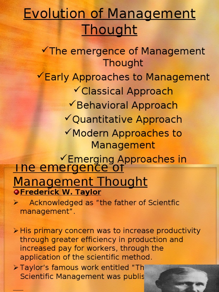 Evolution of Management Thought Overview | PDF | System | Interpersonal ...