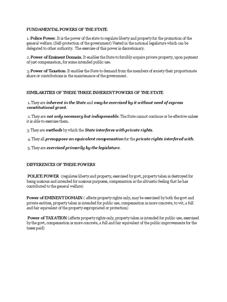 Three Fundamental Powers of the State | PDF