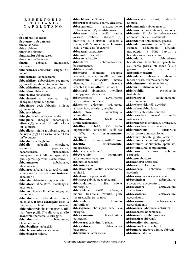 vocabolario italiano napoletano pdf