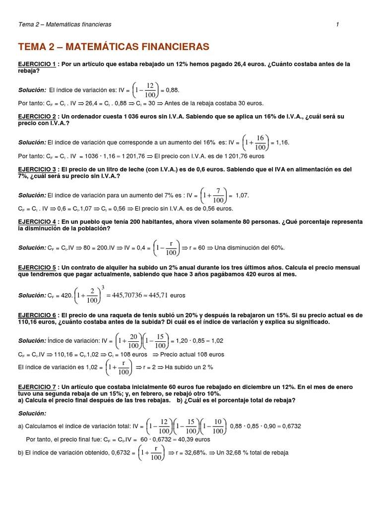 Ejercicios Resueltos de Matemáticas Financieras | PDF | Métodos y ...