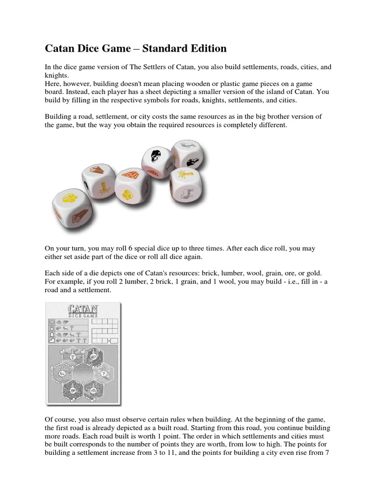 Catan Dice Game PDF