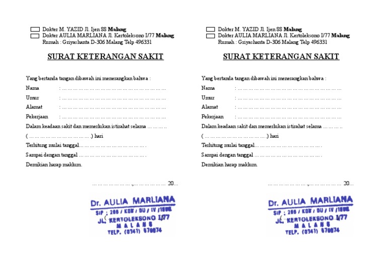 Surat Dokter Rs