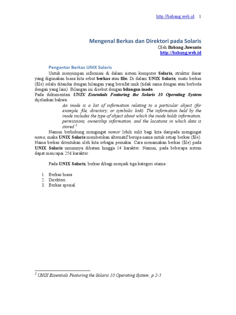 Mengenal Berkas Dan Direktori Pada UNIX Solaris | PDF