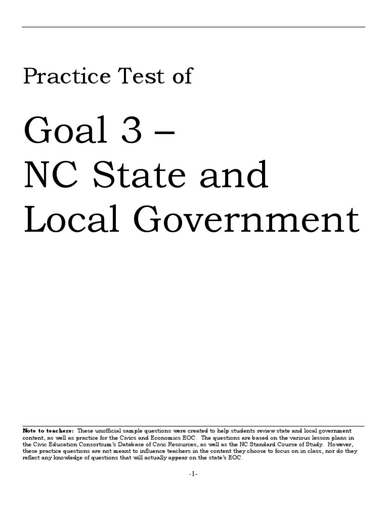 EOC Practice Test Goal 3 U.S. State Constitution Of Tennessee