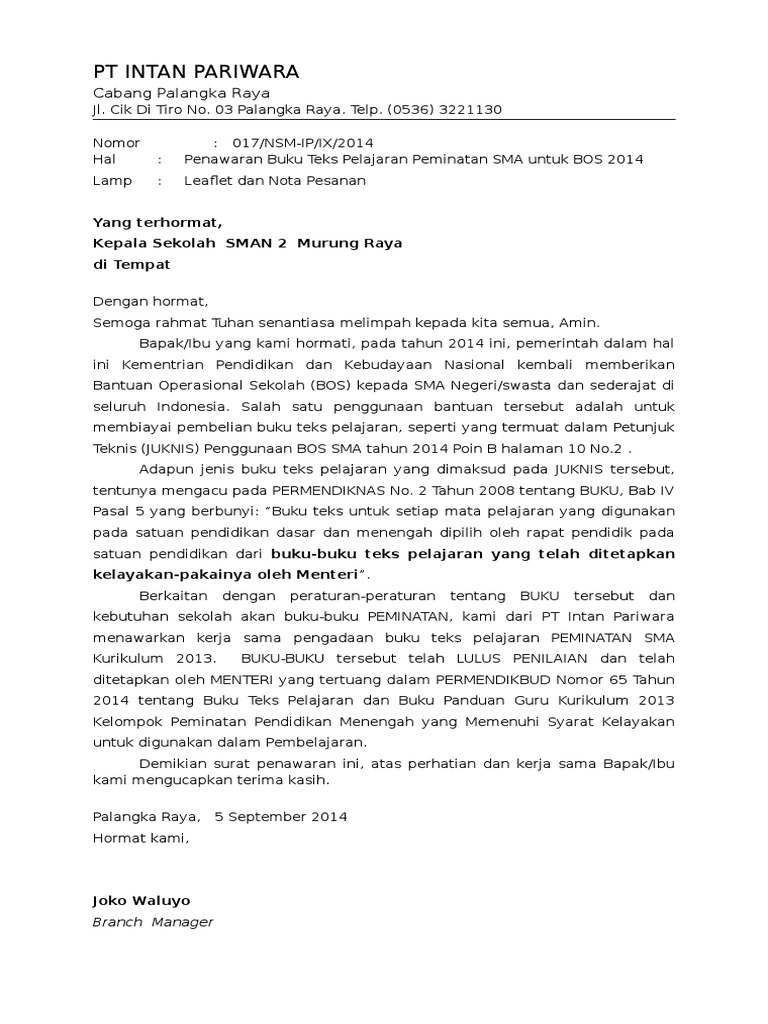 Surat Penawaran Buku Peminatan Doc