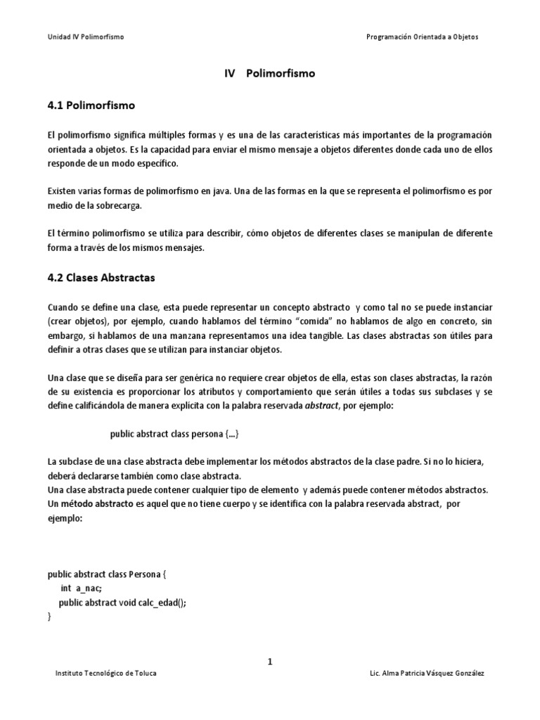 Polimorfismo en Programación Orientada a Objetos | PDF | Objeto ...