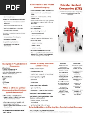 Private Limited Companies Pdf Board Of Directors Corporations